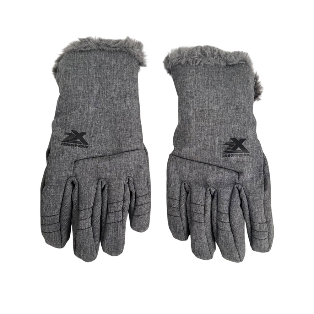 Zero Exposure Warm Faux Fur Trim Gloves Touchscreen‎ Compatible Gray S/M 174